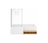 Pack baignoire bain douche antidérapante 160 x 90 Neo version gauche + pare bain chromé + tablier en niche
