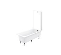 Pack baignoire droite 170 X 75 Brive + pare bain avec vidage noir mat