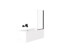 Pack baignoire droite 170 x 75 Elise + mitigeur bain douche noir mat + pare bain noir mat + vidage noir