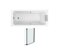 Pack baignoire droite 170 X 75 Odéon up + pare bain 2 volets noir mat