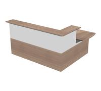 Pack Banque d'accueil Ola - Angle 90° + Module haut L.120 cm + Module haut L.80 cm + Module bas L.80 cm - Noyer / Blanc