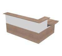 Pack Banque d'accueil Ola - Angle 90° + Module haut L.140 cm + Module haut L.80 cm + Module bas L.80 cm - Noyer / Blanc