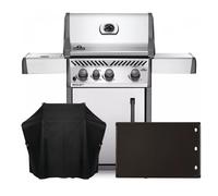 Pack Barbecue à gaz Napoleon Rogue XT 425 Sizzle Zone Inox + Housse et Plancha