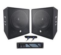 pack basse complet 1000W 2 sub woofer 15 pouces avec ampli BMS-1000 et câblages
