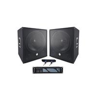pack basse complet 2000W 2 sub woofer 15 pouces avec ampli BMS-2000 et câblages