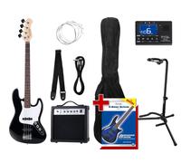 Pack Basse Electrique Guitare Jazz JB-Style Amplificateur Housse Support Noir