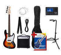 Pack Basse Electrique Jazz Bass Amplificateur Accordeur Housse Support Sunburst