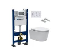 Pack WC bâti-support Geberit autoportant + WC sans bride Swiss Aqua Technologies + plaque (SATRIMLESSGEBX)
