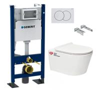 Pack Bati Autoportant Geberit + WC sans bride Swiss Aqua Technologies Brevis + Abattant ultra-fin