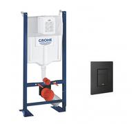 Pack Bâti autoportant Rapid SL + Plaque de commande double touche, Technologie anti-empreintes, Noir mat (39145000-KF0)