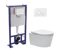 Pack Bâti autoportant RapidSL + Cuvette sans bride BauClassic + Abattant déclipsable + Plaque Skate Chrome(ProjectBauClassic-1)