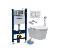 Pack bâti-support 112 cm + cuvette Swiss Aqua Technologies sans bride + douchette bidet + plaque blanche