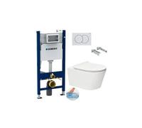 pack bâti-support 112cm + wc sans bride sat brevis + abattant ultra-fin, softclose + plaque blanche (brevisgeb3)