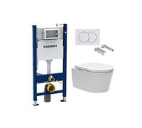 Pack Bati-support 112cm + WC sans bride Swiss Aqua Technologies + Plaque blanche + Set d'isolation (SATrimlessGeb3SET)