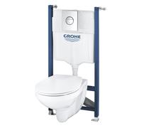 Pack Bâti support 5 en 1 - GROHE - Blanc - 1.13 m - Céramique - Cuvette + abattant + plaque de commande + supports muraux