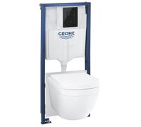 Pack Bâti support 5 en 1 - GROHE - Blanc - Céramique - Cuvette + abattant + plaque de commande + supports muraux + isolation
