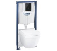 Pack Bâti support 5 en 1 - GROHE - Blanc - Céramique - Cuvette + abattant + plaque de commande + supports muraux + isolation