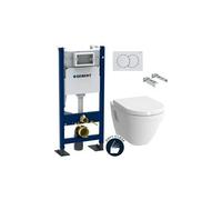 Pack Bati-support Geberit Autoportant Duofix + WC suspendu Vitra S50 + Abattant softclose + Plaque blanche (S50GebX)