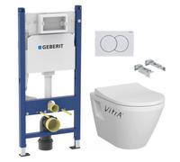 Pack Bati-support Duofix 112cm + WC sans bride Vitra Integra + Abattant softclose + Plaque blanche