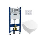 Geberit - Pack bâti-support Duofix + Plaque de commande + Fixations murales + Cuvette suspendue + Abattant (O.NOVO49GEB3)