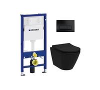 Pack bâti-support Duofix UP100 + WC sans bride Vitra Integra + abattant SoftClose + plaque Delta 50 noir mat (BlackIntegraGeb10)
