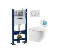 Pack Bati-support Duofix + WC sans bride Swiss Aqua Technologies + Plaque de commande Delta01 Blanche (FusionTQGebX)
