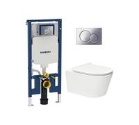 Pack bâti-support extra-plat UP720 + WC sans bride SAT + abattant SoftClose + plaque chrome brillant (SLIM-Brevis-N)