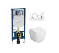 Pack bâti-support extra-plat UP720 + WC sans bride Vitra S60 + abattant SoftClose + plaque blanche (SLIM-S60-C)