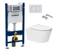 pack bâti-support 112cm + wc sans bride sat brevis + abattant ultra-fin, softclose + plaque blanche (brevisgeb3)