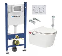 Pack bati-support Geberit 112cm + WC sans bride Swiss Aqua Technologies + abattant ultra-fin (BREVISGEB3-SPRAY2)