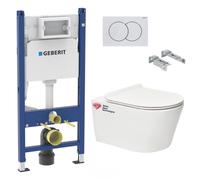 Pack Bati-support Geberit 112cm + WC sans bride Swiss Aqua Technologies Brevis + abattant ultra-fin (BREVISGEB3-SP)
