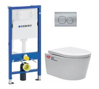 pack Bati-support Geberit + cuvette suspendue Swiss Aqua Technologies sans bride + plaque Delta20 chrome mat