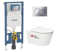 Pack bati-support Geberit extra-plat + WC sans bride Swiss Aqua Technologies + Abattant SoftClose + Plaque (SLIM-Brevis-N)