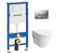 pack Bati-support Geberit UP100 + plaque Delta50 + cuvette Vitra avec bride S50 + abattant softclose (S50geb2)