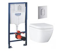 pack bâti-support Rapid Sl + plaque Arena chrome + cuvette Euro Ceramic Compact + abattant softclose (euroceramicset2-DE)