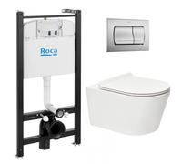 Pack Bâti-support Roca Active+WC sans bride SAT Brevis+plaque chrome mat (RocaActiveBrevis-2-DE)