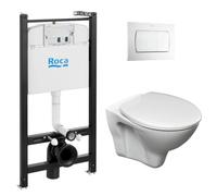 Pack Bâti-support Roca Active + WC suspendu Fayans + plaque blanche (RocaActiveS-LinePro-1)