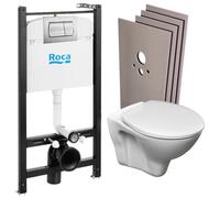 Roca Pack Bâti-support Roca Active + WC suspendu Fayans + plaque chrome mat + Set habillage