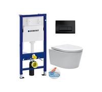 pack Bati-support UP100 + cuvette SAT suspendue sans bride et fixations invisibles + plaque Delta 50 noir mat