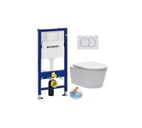 Pack bati-support Geberit + WC sans bride Swiss Aqua Technologies + abattant SoftClose + plaque (SATRIMLESSGEB1)