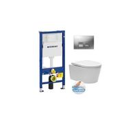 pack bâti-support up100 + plaque delta50 chrome mat + cuvette suspendue sans bride et fixations invisibles (satrimlessgeb2)