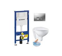 pack Bati-support Geberit UP100 + plaque Delta50 + cuvette Grohe Bau Ceramic sans bride + abattant softclose (BauGeb2)