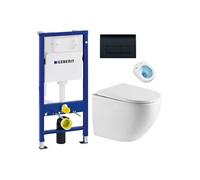 Pack bâti-support UP100 + WC sans bride SAT + abattant SoftClose + plaque Delta 50 noir mat (FusionTQGeb10)