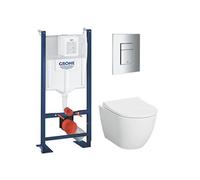 Pack bâti support+WC sans bride + Abattant avec frein de chute+Plaque de commande (ProjectS60-1)