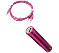 Pack Batterie pour OnePlus 9 Pro Smartphone Type C (Cable Tresse 3m + Batterie Chargeur Externe) Android 2600mAh (Rose)