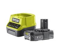 Pack Batterie RYOBI 18V One+ 2.0Ah LithiumPlus - 1 Chargeur Rapide 2.0Ah RC18120-120