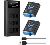 Pack Batteries Rechargeables + Chargeur 3 Emplacements-2 x 1800mAh pour Hero 12/11/10/9 Black (Action-Cam Compatible)
