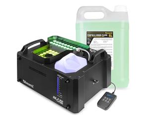 Pack BeamZ BLAZE2200, Machine à Fumée LED 2200 W RGBA avec 48 LEDs & Jets Verticaux/Horizontaux, Contrôle DMX, Télécommandes & 5 L de Liquide Inclus, Effets Scéniques Pro