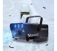 Pack BeamZ S700LED ‘ICE’ - Machine à fumée 700 W avec 3 LED bleues effet glace + 1 L liquide fumée incluse - Prête à l’emploi pour DJ, clubs, événements