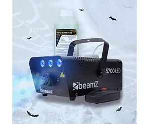 Pack BeamZ S700LED ‘ICE’ - Machine à fumée 700 W avec 3 LED bleues effet glace + 1 L liquide fumée incluse - Prête à l’emploi pour DJ, clubs, événements
